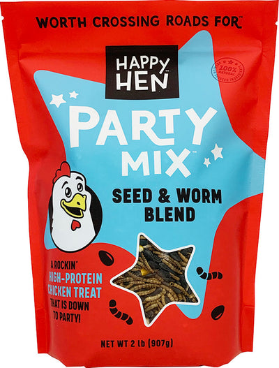 Happy Hen Party Mix, Seed/Mealworm, 2 lb - Mealworms