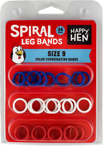 Happy Hen Spiral Leg Bands, Assorted, Sz 9-24 pk - Leg Band Identification