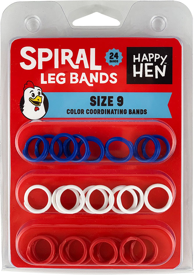Happy Hen Spiral Leg Bands, Assorted, Sz 9-24 pk - Leg Band Identification