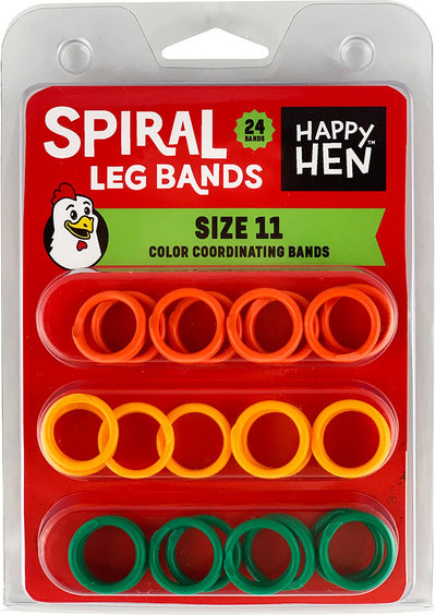 Happy Hen Spiral Leg Bands, Assorted, Sz 11-24 pk - Leg Band Identification