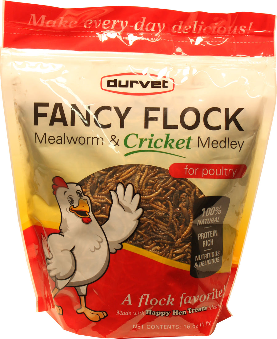 Durvet Fancy Flock Mealworm & Cricket Medley, 16 oz - Mealworms