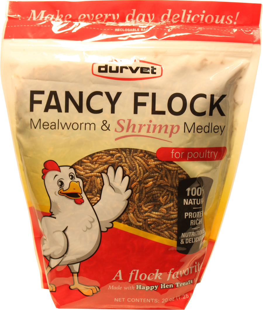 Durvet Fancy Flock Mealworm & Shrimp Medley, 20 oz - Mealworms