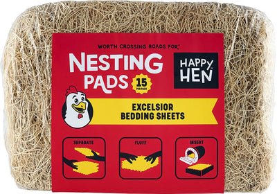 Happy Hen Excelsior Nest Box Bedding Pads, Brown, 9.5x12 in-15 ct