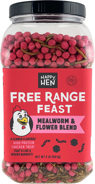 Happy Hen Free Range Feast, Mealworm/Flower, 2 lb - Mealworms