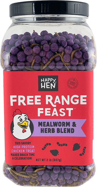 Happy Hen Free Range Feast, Mealworm/Herb, 2 lb - Mealworms