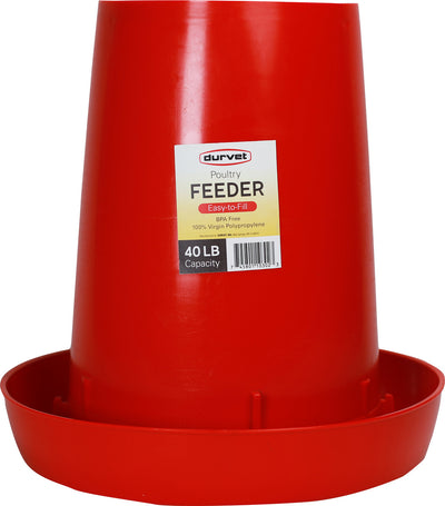 Durvet Poultry Feeder, Red, 40 lb - Hanging Feeder