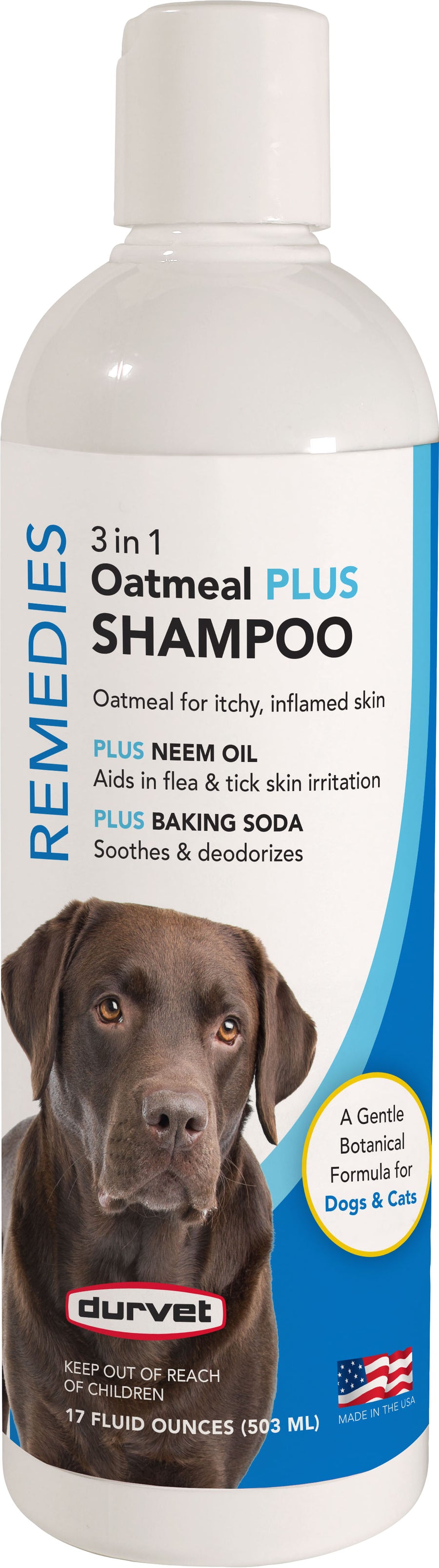 Durvet Naturals 3 in 1 Oatmeal Plus Shampoo, 17 oz - Shampoos & Wipes