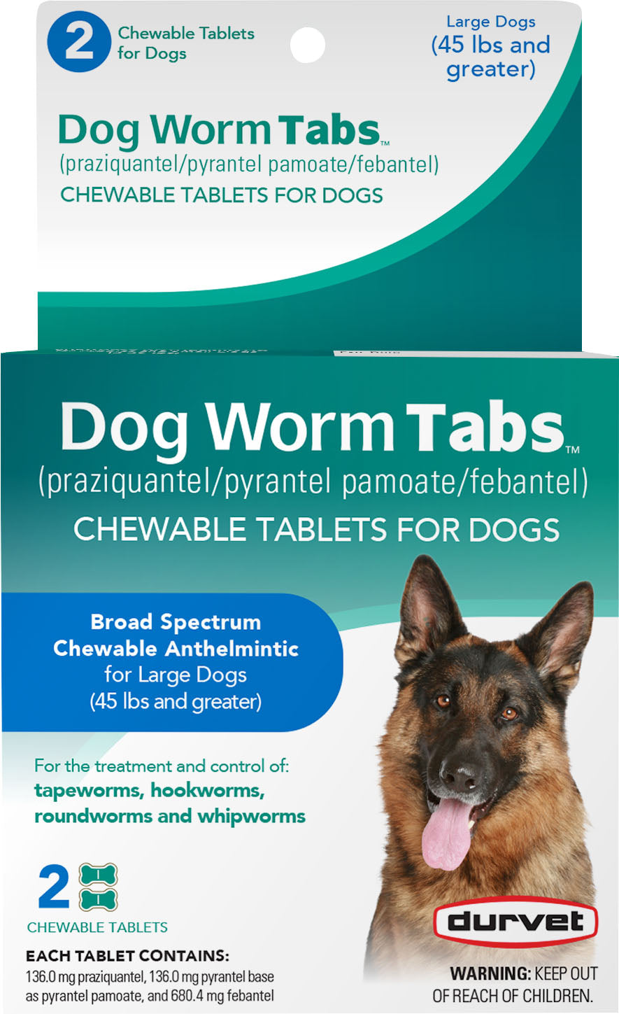 Durvet Dog Worm Tabs, > 45 lb-2 ct - Wormers