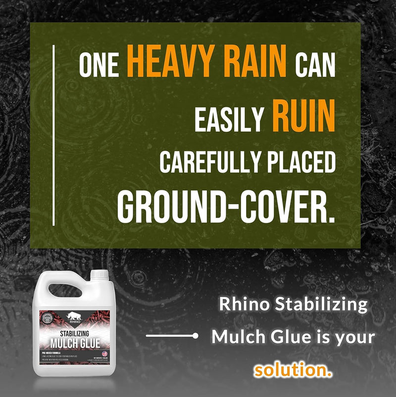 Rhino Stabilizing Mulch Glue - Mulch Glue Binder, Rock Glue for Landscape Maintenance and Landscape Adhesive