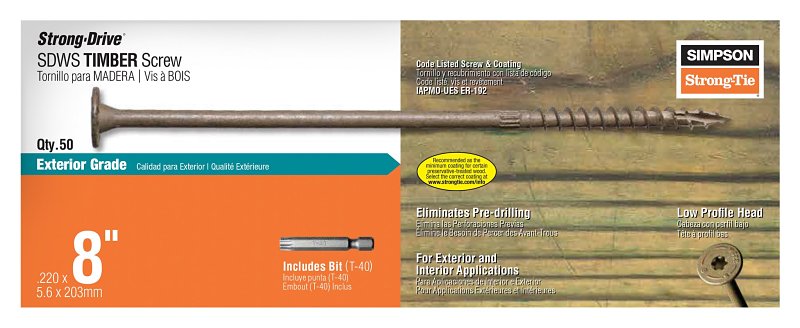 Simpson Strong-Tie Strong-Drive SDWS SDWS22800DB-R50 Timber Screw