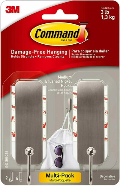 Command 17034BN-2ES Medium Adhesive Hook