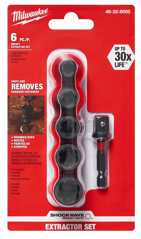 Milwaukee SHOCKWAVE Series 48-32-8000 Impact Extractor Set