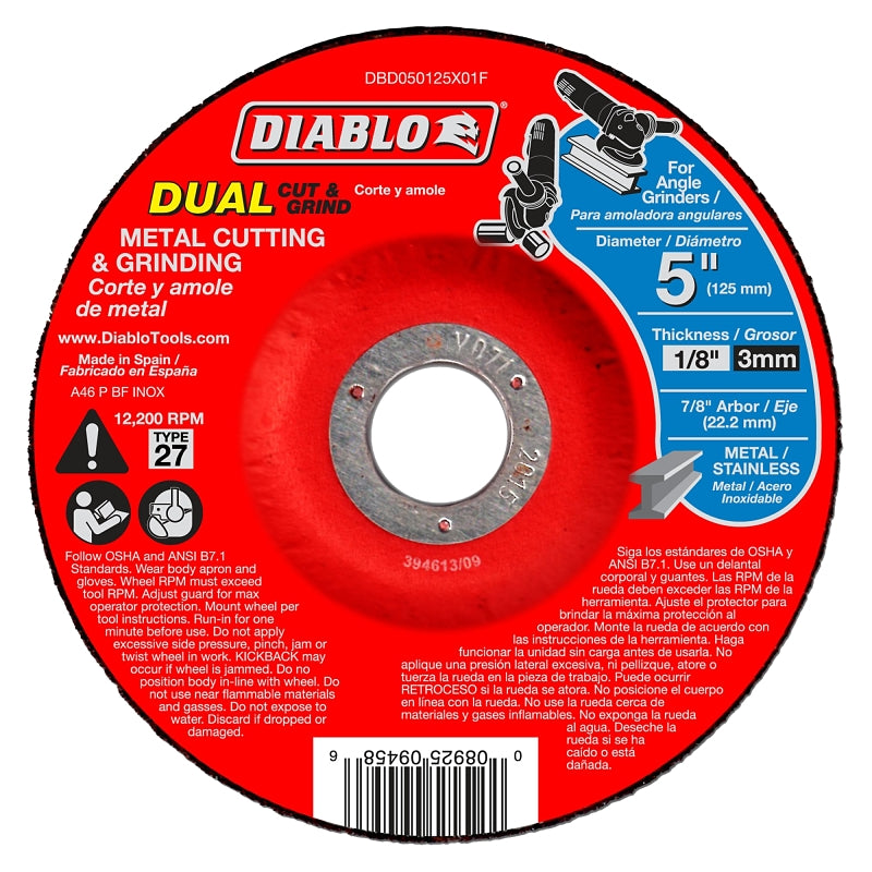 Diablo DBD050125X01F Cut and Grind Wheel