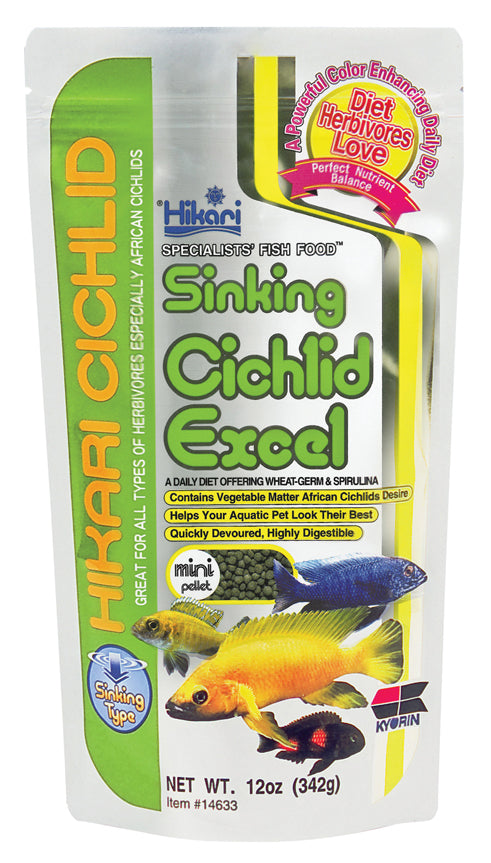 Hikari Cichlid Excel Sinking Pellets, 12 Oz-Mini - Standard