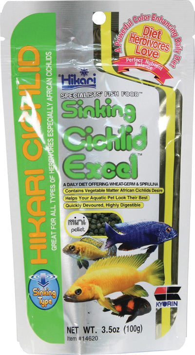 Hikari Cichlid Excel Sinking Pellets, 3.5 Oz-Mini - Standard