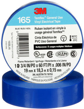 3m Economy Vinyl Electrical Tape, Blue, 3/4 in x 60 ft