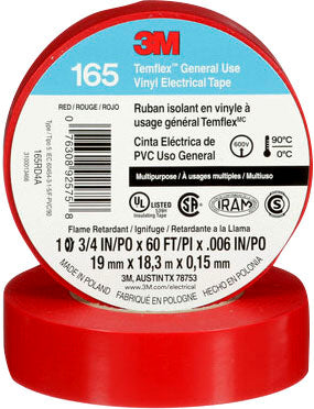 3m Economy Vinyl Electrical Tape, Red, 3/4 in x 60 ft