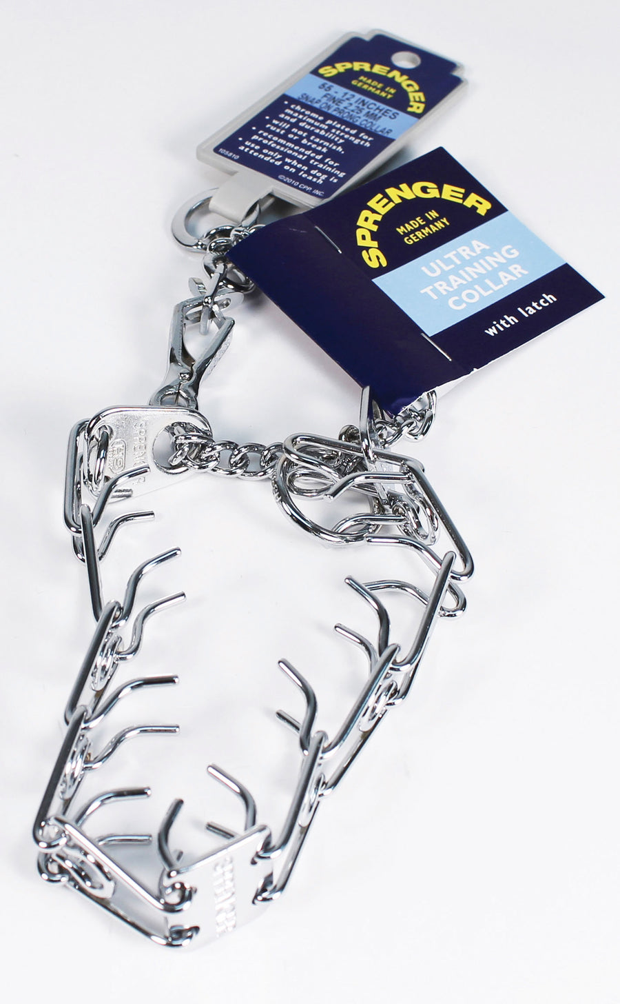 Herm Sprenger Ultra Chrome Prong Collar W/Latch, Silver, 2.25 mm-14 in - Training