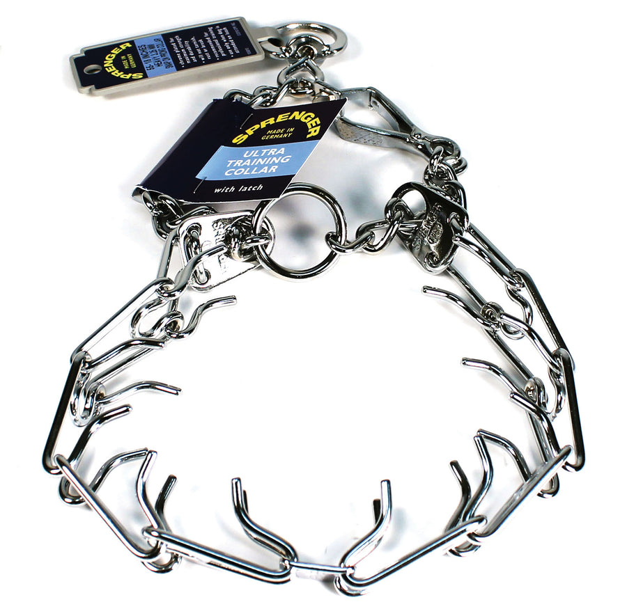 Herm Sprenger Ultra Chrome Prong Collar W/Latch, Silver, 3.25 mm-20 in - Training