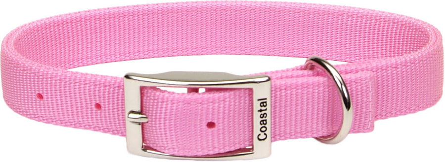 Coastal Double Ply Dog Collar, Bright Pink, 1 x 20 in - Nylon Collars