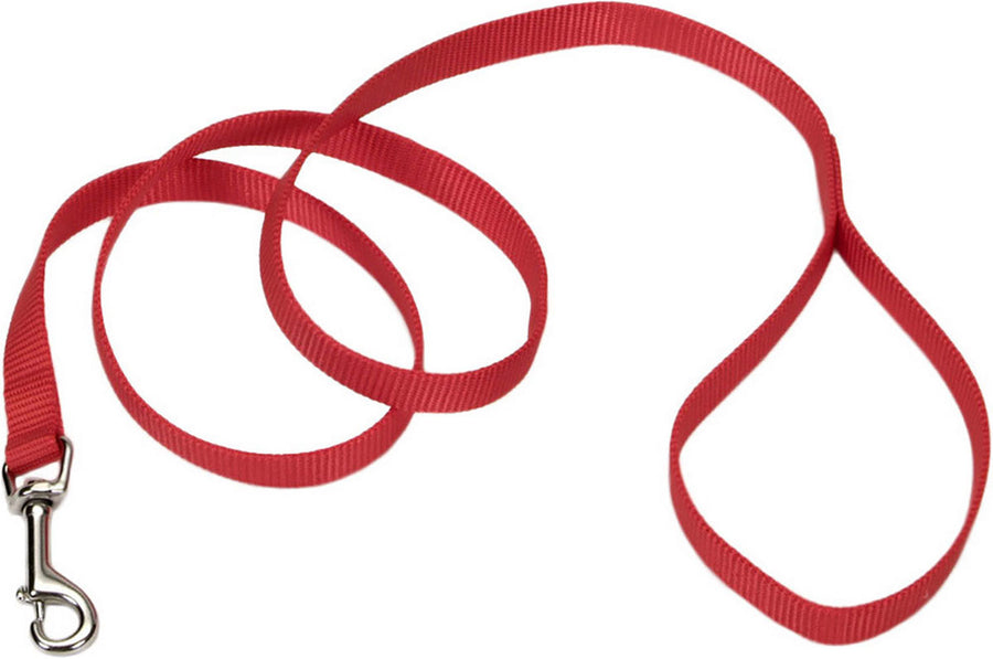 Coastal Single Ply Dog Leash, Red, 5/8 in x 6 ft - Nylon Leads