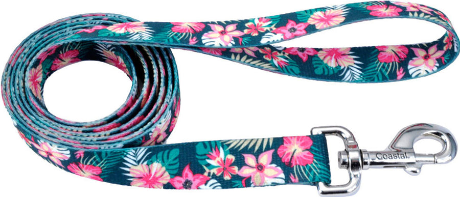 Styles Dog Leash, Tropical Flower, 5/8 in x 6 ft - Nylon Leads