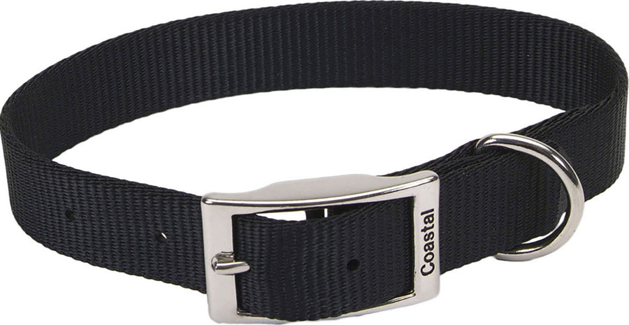 Coastal Double Ply Dog Collar, Black, 1 x 24 in - Nylon Collars
