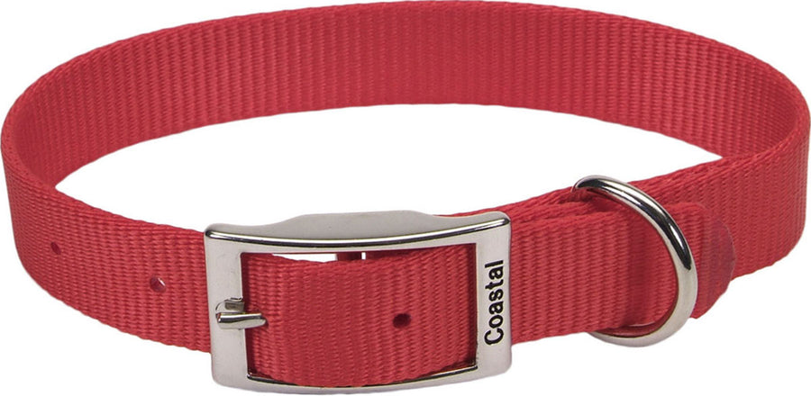 Coastal Double Ply Dog Collar, Red, 1 x 24 in - Nylon Collars