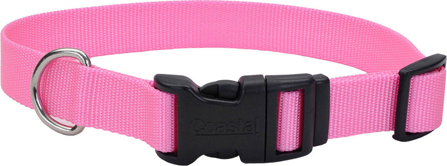 Coastal Adjustable Dog Collar w/ Plastic Buckle, Bright Pink, 1 x 18-26 in - Nylon Collars
