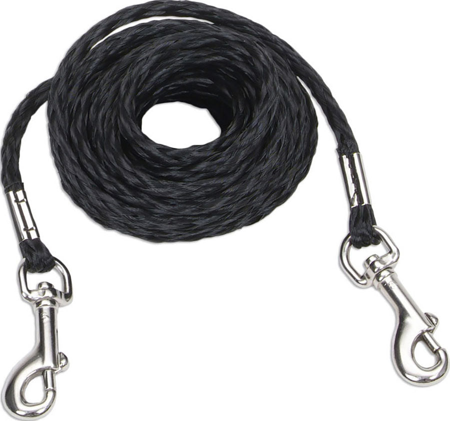 Coastal Poly Petite Dog Tie Out, Black, 15 ft - Cables