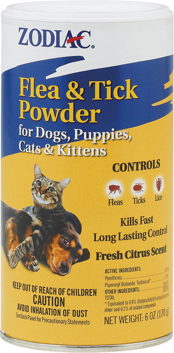 Zodiac Flea & Tick Powder for Dogs & Cats, 6 oz - Powders