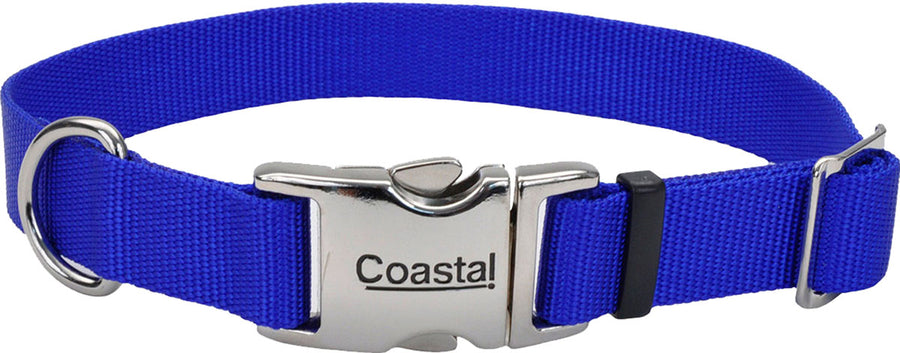 Coastal Adjustable Dog Collar w/ Metal Buckle, Blue, 3/4 x 14-20 in - Nylon Collars