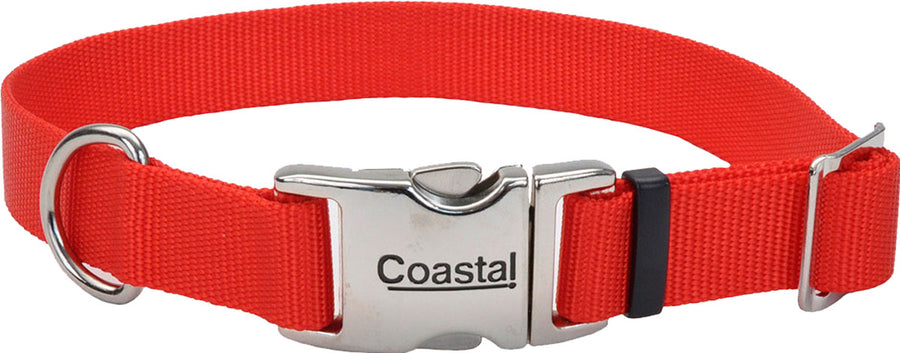 Coastal Adjustable Dog Collar w/ Metal Buckle, Red, 3/4 x 14-20 in - Nylon Collars