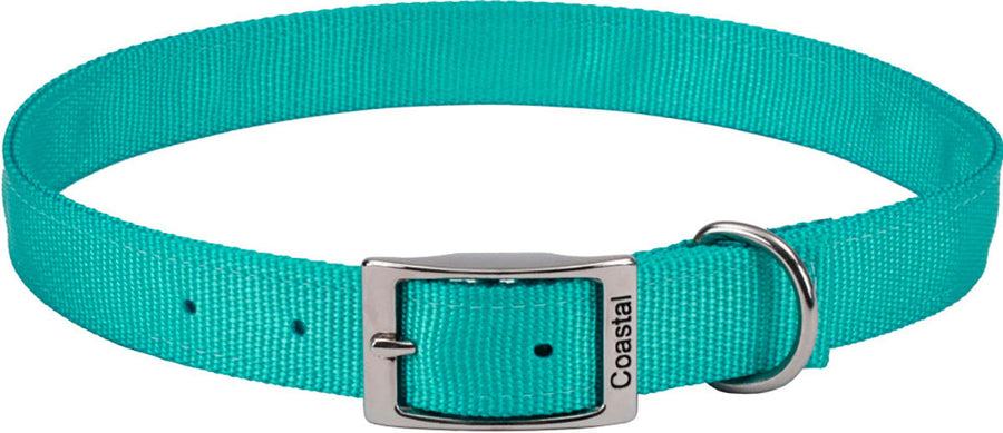 Coastal Double Ply Dog Collar, Teal Blue, 1 x 20 in - Nylon Collars