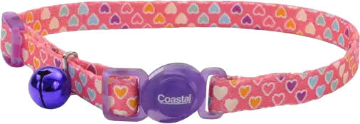 Safe Cat Fashion Adjustable Breakaway Collar, Multi Hearts, 3/8 x 8-12 in - Collars
