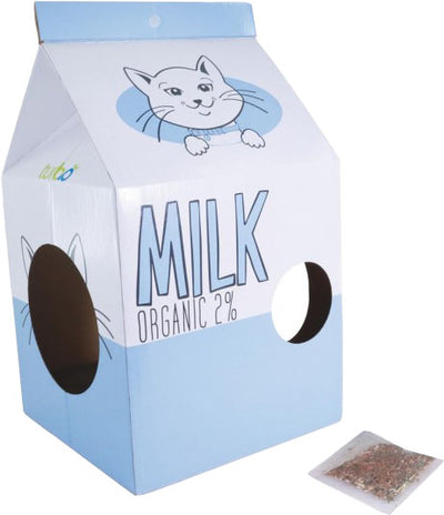 Turbo Milk Carton Cat Scratcher, Blue, 13 in x 22 in x 13 in - Scratch Posts