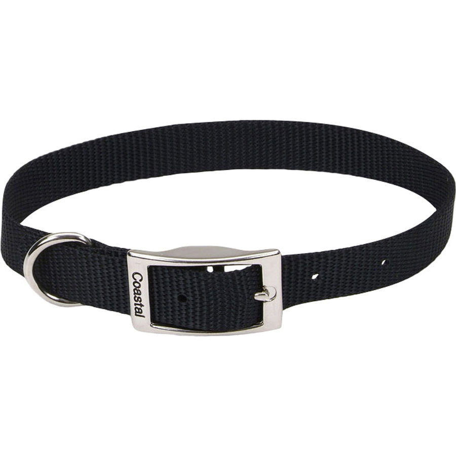 Coastal Single Ply Dog Collar, Black, 3/4 x 18 in - Nylon Collars