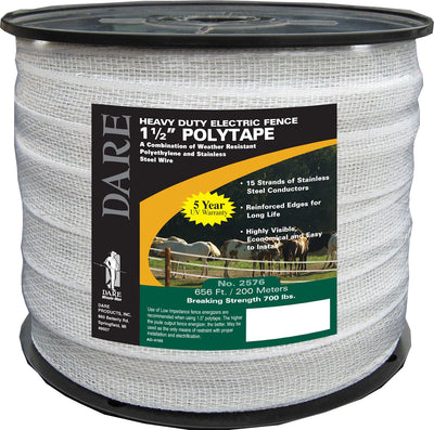 Dare Equine Fencing Polytape, White, 1.5 in x 656 ft