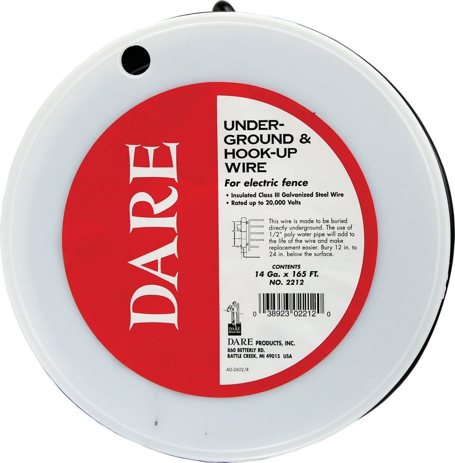 Dare Electric Fence Underground & Hook Up Wire, Black, 14 ga-165 ft - Insulated Cable