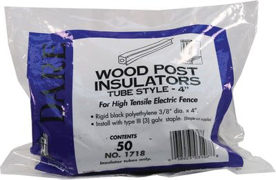 Dare Tube Style Wood Post Insulator, Black, 4 in - Insulator for Wood Post
