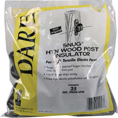 Dare Snug Wood Post Insulator, Black, 25 pk - Insulator for Wood Post