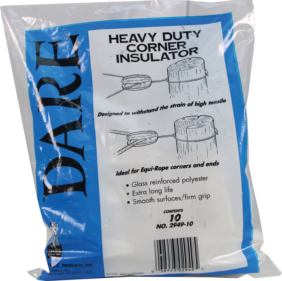 Dare Corner & End Hi-Tensile Insulator, White, 10 pk - Insulator for Corner