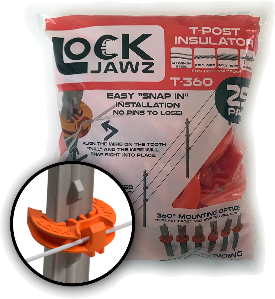 Dare Lockjawz T-Post Insulator, Orange, 25 pk - Gate Handles and Kits