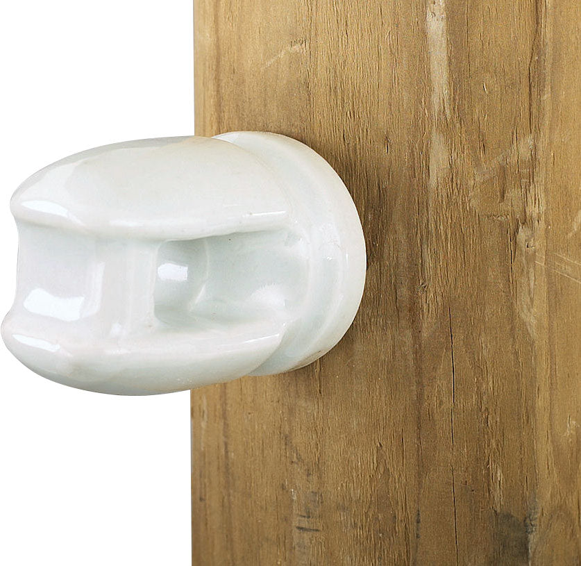 Dare Porcelain Lag Bolt Insulator, White, SM - 25 pk - Insulator for Wood Post