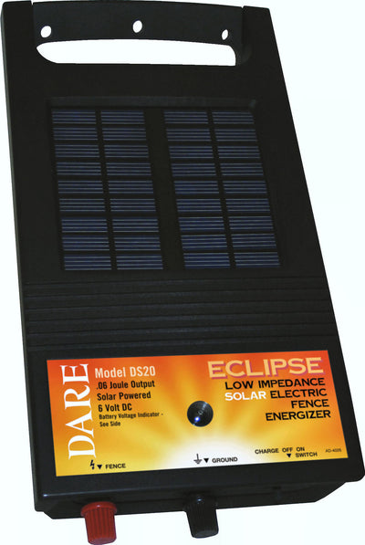 Dare Eclipse 0.07 Joule Solar Fence Charger, 3 Acres-6 Volt - Solar Powered Fencer