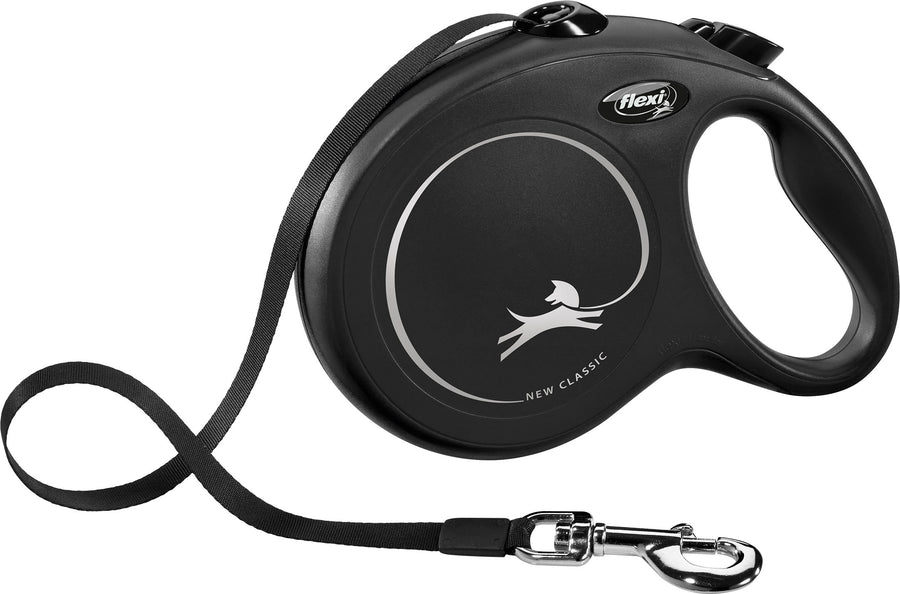 Flexi Classic Tape Retractable Leash, Black, LG - 26ft - 110lbs - Retractable Leads