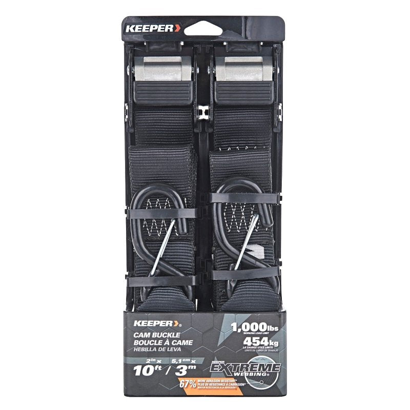 Keeper 47309 Tie-Down Cam Buckle Strap with S-Hooks
