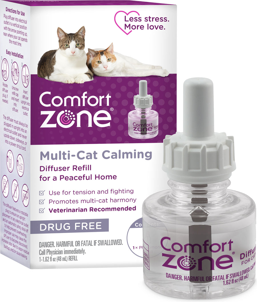 Comfort Zone Multi-Cat Diffuser Refill for Cats, 48 ml - Anxiety Relief