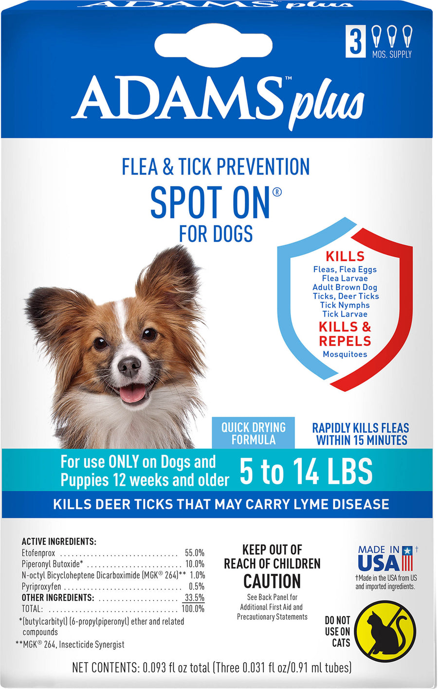Adams Plus Flea & Tick Spot on for Dogs, 5-14 lb-3 pk - Topicals