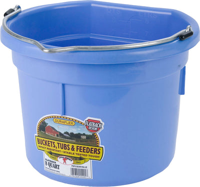 Little Giant Duraflex Plastic Flat Back Bucket, Berry Blue, 8 qt - Buckets Flatback